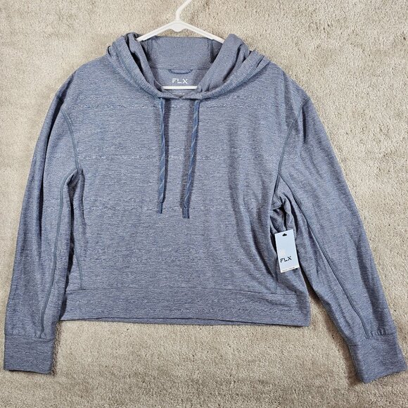 FLX Tops - NWT FLX Womans Size Large Travel Leisure Hoodie Cropped Blue Heather